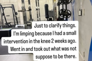 库卢社媒发文：一瘸一拐是因为膝盖进行了一次小手术，现在很好