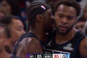 保罗·里德打进加罚 雷霆挑战失败但改判提前犯规进球无效获得2罚