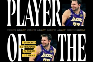 场均37.5分单月600分！湖人发布东契奇月最佳海报——另一个级别