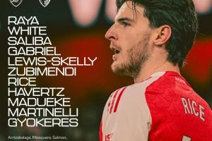 厄德高、萨卡均因伤缺阵，赖斯担任阿森纳vs伯恩茅斯队长