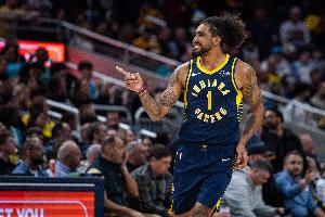 就各种扔三分吧！步行者全队外线54投23中 命中率达到42.6%