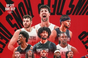 撕裂之城!开拓者官推赛后晒全员海报 庆祝晋级季后赛