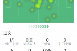 帕夫洛维奇本场数据:1粒进球,1射1正,4次解围,评分8.2分