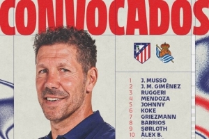 马竞国王杯决赛大名单:格子、小蜘蛛领衔 巴里奥斯、汉茨科在列